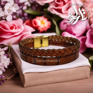 دستبند بافت + سنگی عسلی